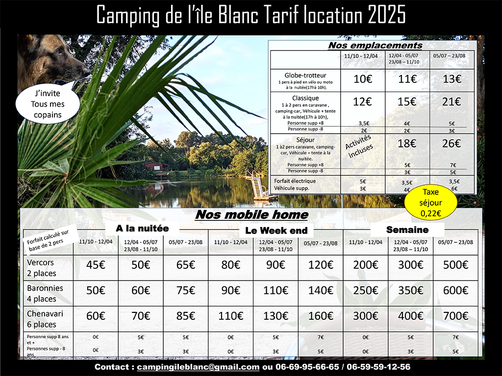 Tarifs Camping 2025